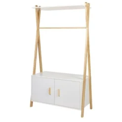 Portant Enfant - Pin Massif Et MDF - Blanc/naturel - Style Scandinave - L 46 Cm