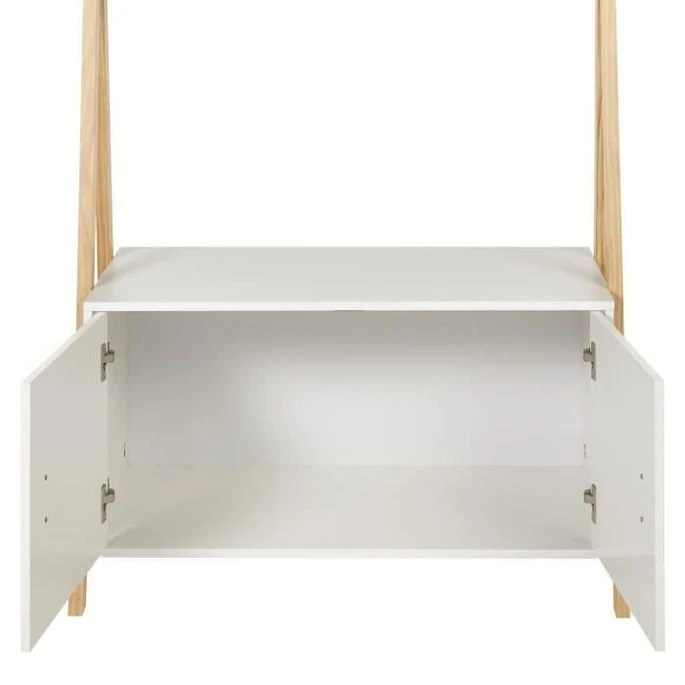 Portant Enfant - Pin Massif Et MDF - Blanc/naturel - Style Scandinave - L 46 Cm 4 Portant Enfant - Pin Massif Et MDF - Blanc/naturel - Style Scandinave - L 46 Cm – Image 4