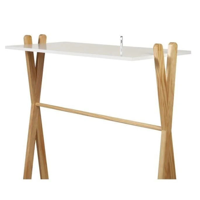 Portant Enfant - Pin Massif Et MDF - Blanc/naturel - Style Scandinave - L 46 Cm 6 Portant Enfant - Pin Massif Et MDF - Blanc/naturel - Style Scandinave - L 46 Cm – Image 6