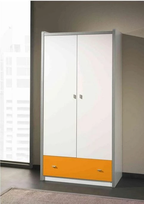 Armoire 2 Portes 1 Tiroir Bois Blanc Et Orange Bonny 3 Armoire 2 Portes 1 Tiroir Bois Blanc Et Orange Bonny – Image 3