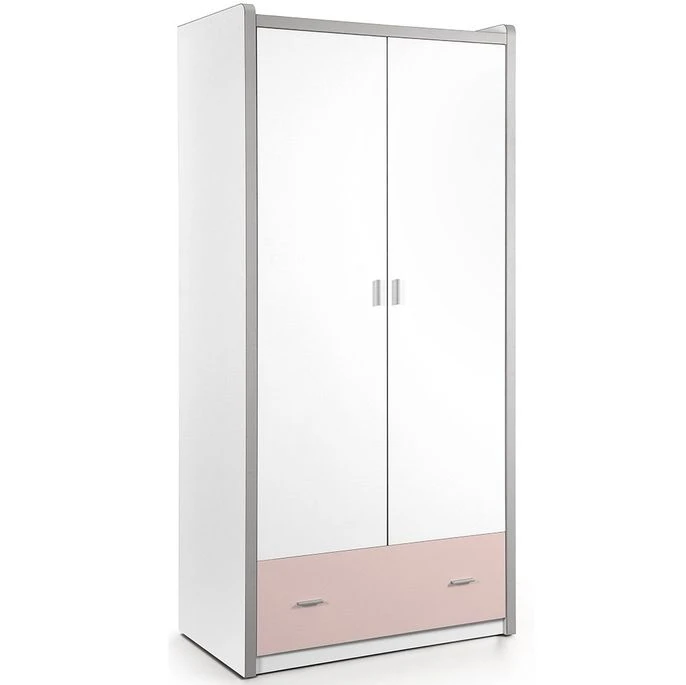 Armoire 2 Portes 1 Tiroir Bois Blanc Et Rose Bonny 1 Armoire 2 Portes 1 Tiroir Bois Blanc Et Rose Bonny