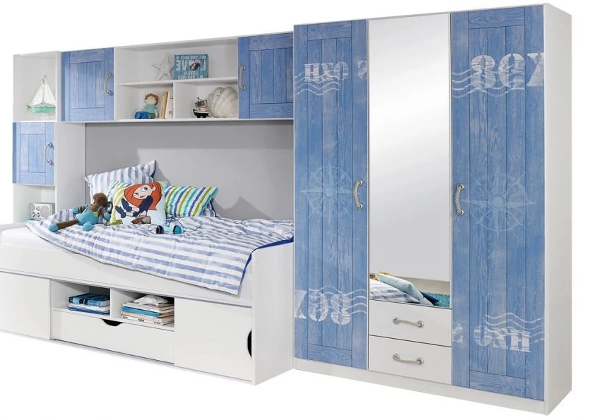 Armoire 2 Portes Avec étagères Blanc Et Bleu Marin 5 Armoire 2 Portes Avec étagères Blanc Et Bleu Marin – Image 5