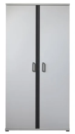 Armoire 2 Portes Bois Blanc Et Gris Kuzo