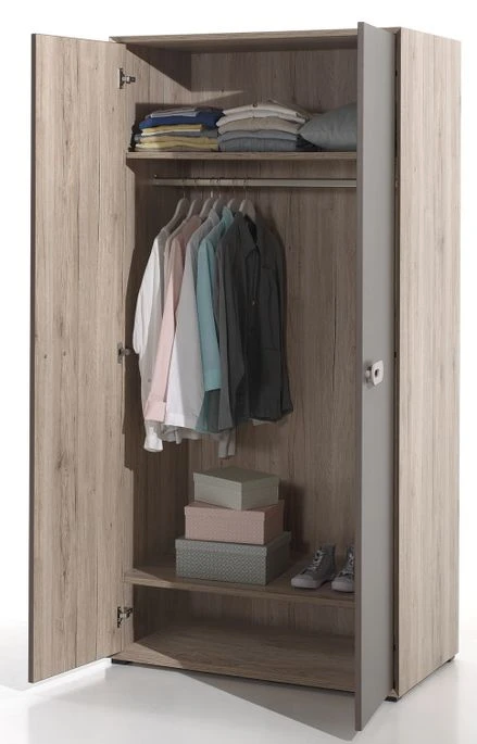 Armoire 2 Portes Bois Clair Et Marron Foresta 2 Armoire 2 Portes Bois Clair Et Marron Foresta – Image 2