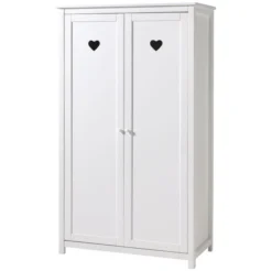 Armoire 2 Portes Bois Laqué Blanc Cœur