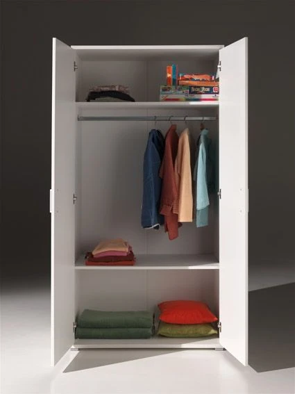 Armoire 2 Portes Bois Laqué Blanc Milani 2 Armoire 2 Portes Bois Laqué Blanc Milani – Image 2