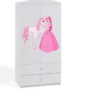 Armoire 2 Portes Enfant Blanche Princesse Debout Et Cheval Drimy