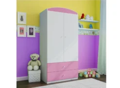Armoire 2 Portes Enfant Rose Drimy