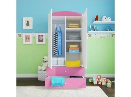 Armoire 2 Portes Enfant Rose Drimy 2 Armoire 2 Portes Enfant Rose Drimy – Image 2