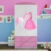 Armoire 2 Portes Enfant Rose Princesse Debout Et Cheval Drimy