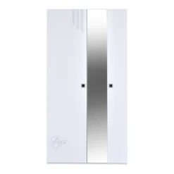 Armoire 2 Portes Laquée Blanche Strass