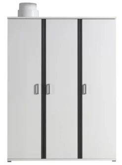 Armoire 3 Portes Bois Blanc Et Gris Kuzo