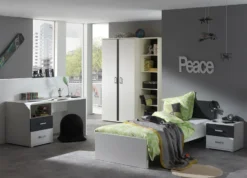 Armoire 3 Portes Bois Blanc Et Gris Kuzo -KidKraft || Disney Cars || HELLO KITTY Soldes Boutique armoire 3 portes bois blanc et gris kuzo 5420070210010 92666