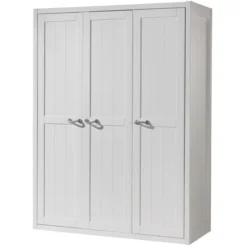 Armoire 3 Portes Bois Laqué Blanc Lewis