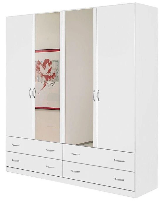 Armoire Blanche 4 Portes Battantes 4 Tiroirs Kaze 1 Armoire Blanche 4 Portes Battantes 4 Tiroirs Kaze