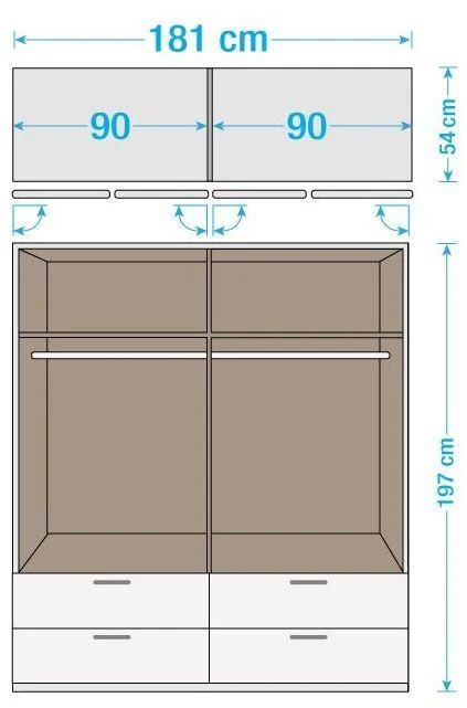 Armoire Blanche 4 Portes Battantes 4 Tiroirs Kaze 2 Armoire Blanche 4 Portes Battantes 4 Tiroirs Kaze – Image 2