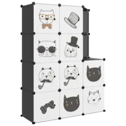 Armoire De Rangement Pour Enfants Avec 10 Cubes Noir PP