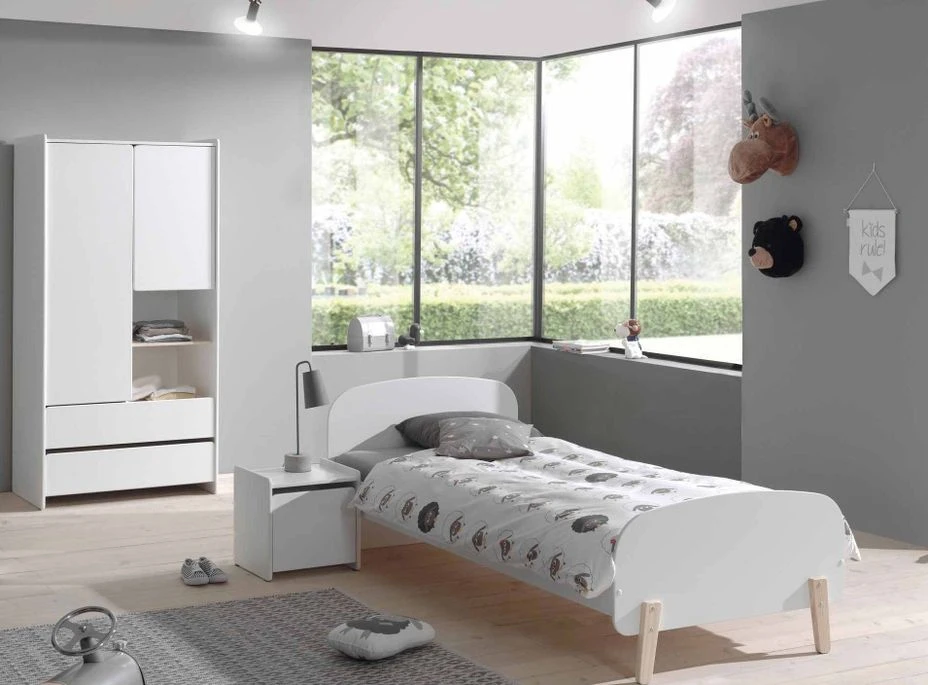 Armoire Enfant 2 Portes 2 Tiroirs Bois Laqué Blanc Kiddy 3 Armoire Enfant 2 Portes 2 Tiroirs Bois Laqué Blanc Kiddy – Image 3