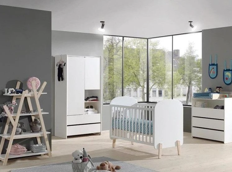 Armoire Enfant 2 Portes 2 Tiroirs Bois Laqué Blanc Kiddy 4 Armoire Enfant 2 Portes 2 Tiroirs Bois Laqué Blanc Kiddy – Image 4