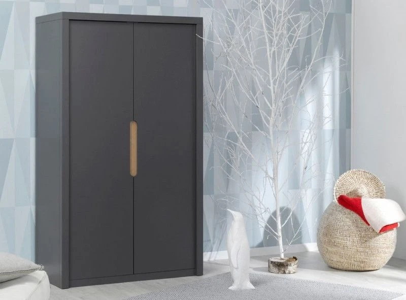 Armoire Enfant 2 Portes Bois Anthracite Milo 2 Armoire Enfant 2 Portes Bois Anthracite Milo – Image 2
