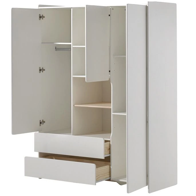 Armoire Enfant 3 Portes 2 Tiroirs Bois Laqué Blanc Kiddy 2 Armoire Enfant 3 Portes 2 Tiroirs Bois Laqué Blanc Kiddy – Image 2