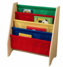 Bibliothèque Bois Naturel Et Tissu Multicouleurs Kidkraft 14226