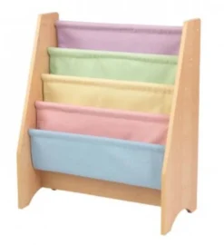Bibliothèque Bois Naturel Et Tissu Multicouleurs Pastels Kidkraft 14225