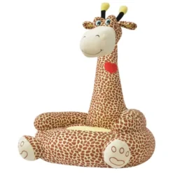 Chaise En Peluche Pour Enfants Girafe Marron