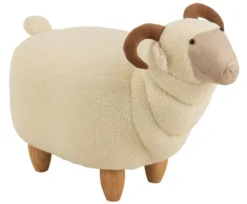 Chaise Enfant Bélier Bois Et Tissu Blanc Et Marron Betty