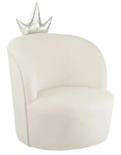 Fauteuil Enfant Couronne Velours Blanc Doria