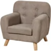 Fauteuil Enfant Tissu Gris Et Pieds Bois Massif Clair Nitty