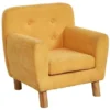 Fauteuil Enfant Tissu Jaune Et Pieds Bois Massif Clair Nitty