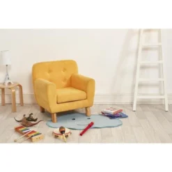 Fauteuil Enfant Tissu Jaune Et Pieds Bois Massif Clair Nitty -KidKraft || Disney Cars || HELLO KITTY Soldes Boutique fauteuil enfant tissu jaune et pieds bois massif clair arthur 3248115114213 412720