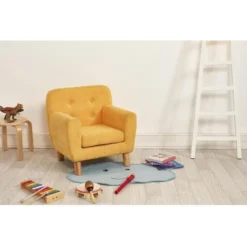 Fauteuil Enfant Tissu Jaune Et Pieds Bois Massif Clair Nitty -KidKraft || Disney Cars || HELLO KITTY Soldes Boutique fauteuil enfant tissu jaune et pieds bois massif clair arthur 3248115114213 412721