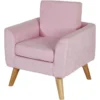 Fauteuil Enfant Tissu Rose Et Pieds Bois Clair Kessy