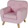Fauteuil Enfant Tissu Rose Et Pieds Bois Massif Clair Nitty