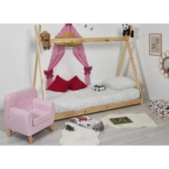 Fauteuil Enfant Tissu Rose Et Pieds Bois Massif Clair Nitty -KidKraft || Disney Cars || HELLO KITTY Soldes Boutique fauteuil enfant tissu rose et pieds bois massif clair nolby 3248115114350 412736