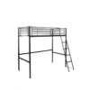Lit Mezzanine Enfant LEIJONA Avec Sommier - Style Contemporain - En Tubes D'acier Laqués époxy Noir - L 200 X P 98 Cm
