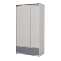 IGLOO Armoire De Chambre Enfant - 2 Portes Et 1 Tiroir - Décor Chene Clair/Gris - L97,6 X P55 X H192 Cm