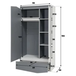 IGLOO Armoire De Chambre Enfant - 2 Portes Et 1 Tiroir - Décor Chene Clair/Gris - L97,6 X P55 X H192 Cm -KidKraft || Disney Cars || HELLO KITTY Soldes Boutique igloo armoire de chambre enfant 2 portes et 1 tiroir decor chene clair gris l97 6 x p55 x h192 cm 3605095683113 435702