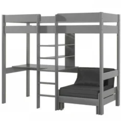 Lit Combiné Avec Fauteuil 90x200 Cm Pin Massif Gris Pino