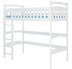 Lit Enfant Mezzanine Bois De Pin Blanc 90x200 Cm Mikola