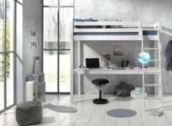 Lit Mezzanine 90x200 Cm Avec Bureau Pin Massif Blanc Pino -KidKraft || Disney Cars || HELLO KITTY Soldes Boutique lit mezzanine 90x200 cm avec bureau pin massif blanc pino 5420070235037 717156