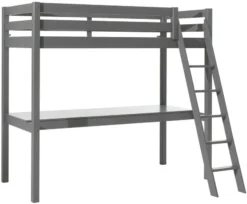 Lit Mezzanine 90x200 Cm Avec Bureau Pin Massif Gris Pino