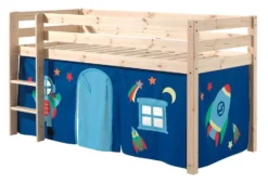 Lit Mezzanine 90x200 Cm Avec Tente Astra Pin Massif Clair Pino