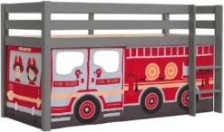 KidKraft || Disney Cars || HELLO KITTY Soldes Boutique 15 Lit Mezzanine 90x200 Cm Avec Tente Camion Pompier Pin Massif Gris Pino