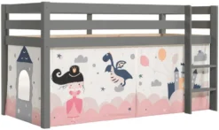 KidKraft || Disney Cars || HELLO KITTY Soldes Boutique 11 Lit Mezzanine 90x200 Cm Avec Tente Château Pin Massif Gris Pino