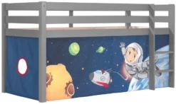 Lit Mezzanine 90x200 Cm Avec Tente Espace Pin Massif Gris Pino