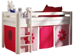 KidKraft || Disney Cars || HELLO KITTY Soldes Boutique 5 Lit Mezzanine 90x200 Cm Avec Tente Fleur Pin Massif Blanc Pino