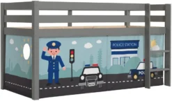 Lit Mezzanine 90x200 Cm Avec Tente Police Pin Massif Gris Pino